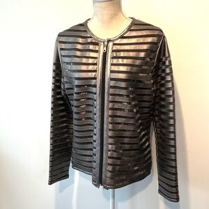 T & W Designs Metallic Vegan Leather Jacket LNWOT